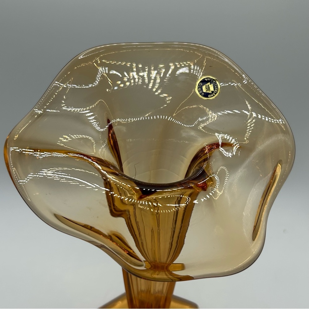 VTG Westmoreland Amber Glass Jack in the Pulpit Bud Vase 6-Sided 'Hexagon' Base - Picture 2 of 9
